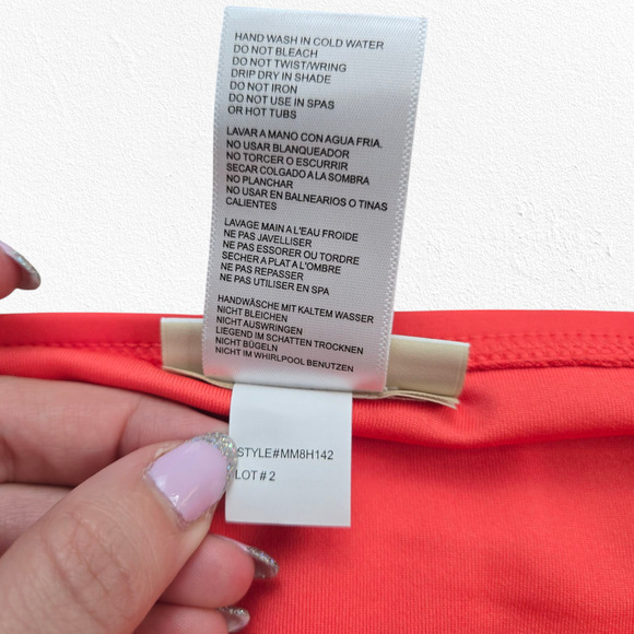 Michael Michael Kors Coral Orange Pink Solid Swimsuit Bikini Bottom Size XS - Picture 6 of 8